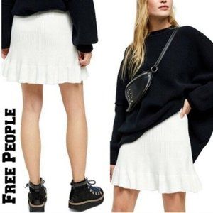 NWT Free People Solid Gold Ivory Ribbed Knit Mini